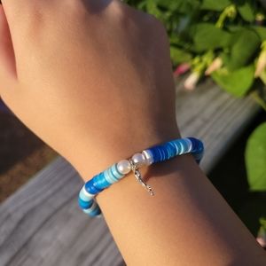 Blue Dolphin Clay Bead Bracelet